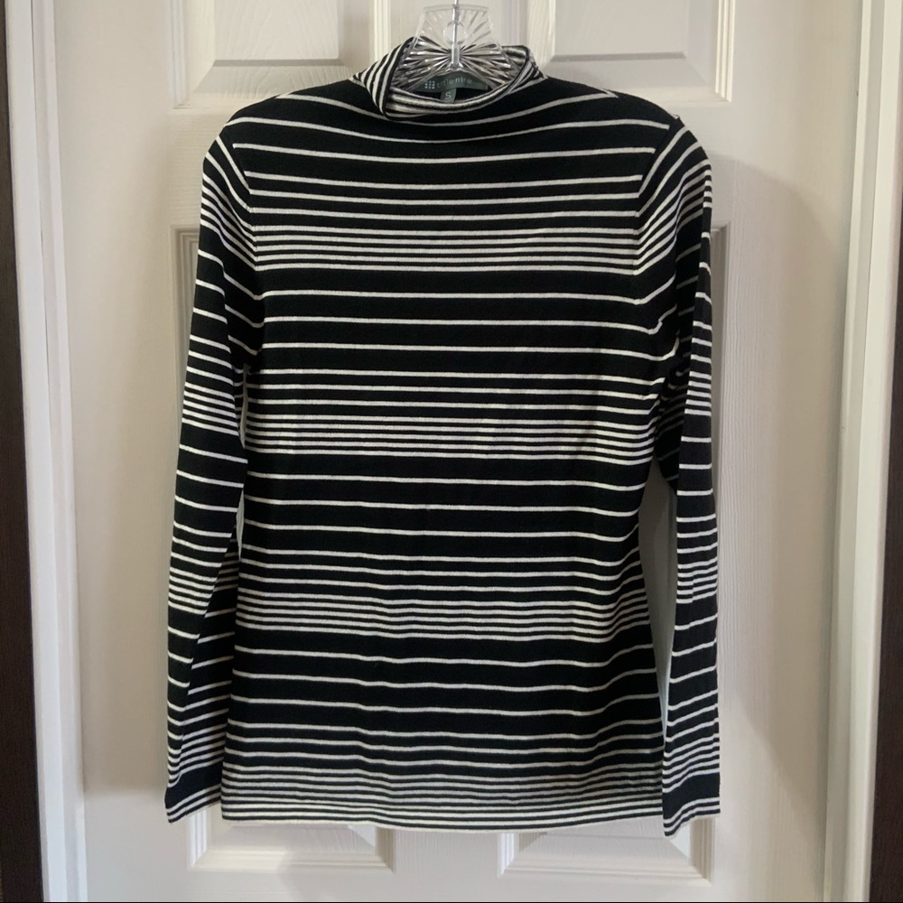 Title Nine Black/Grey Striped Mock Neck Sweater S